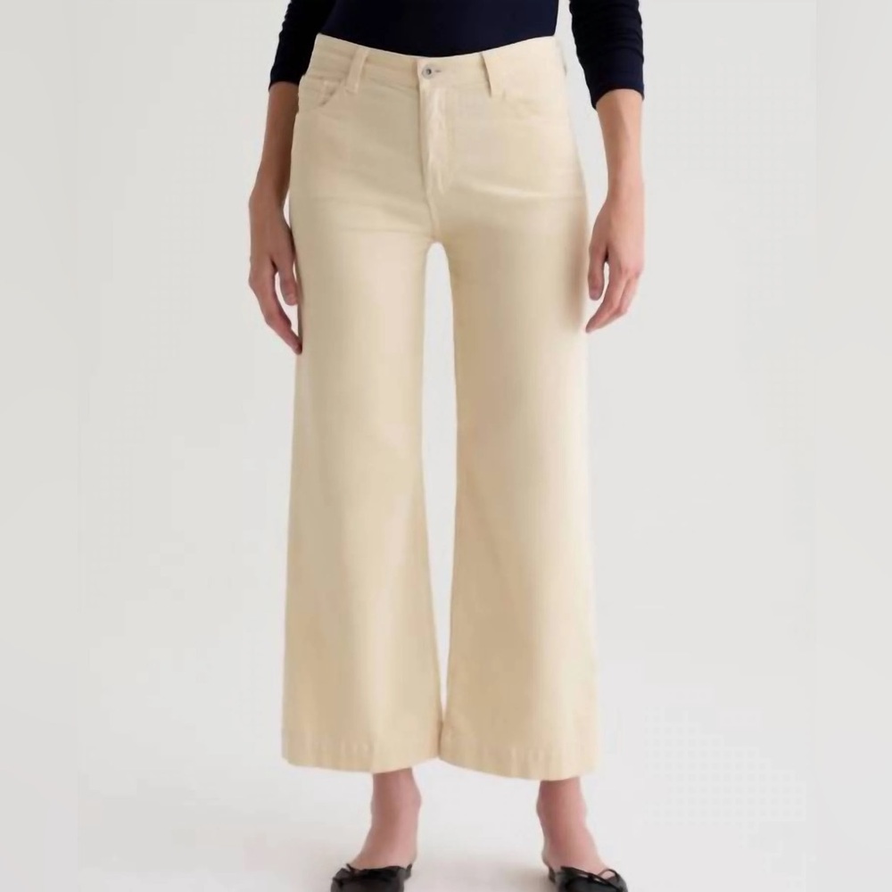 AG Jeans Wide Leg Crop Corduroy Pants - Cream, 24